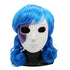 Sally Face Natural Latex Mask Halloween Props Cosplay Blue Wavy Wig - menochic
